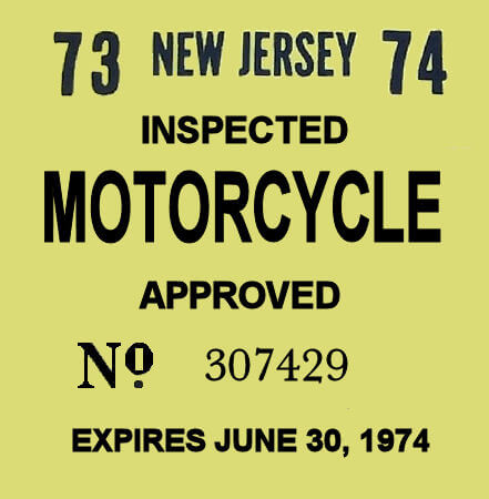 (image for) New Jersey Cycle 1973 Inspection Sticker